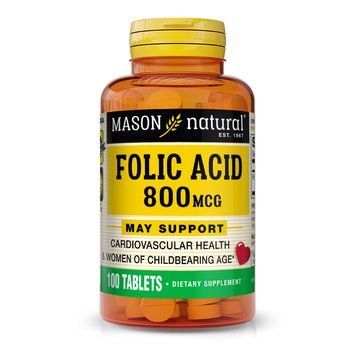 Mason Natural Folic Acid 800 mcg, 100 таблеток CN10935 фото