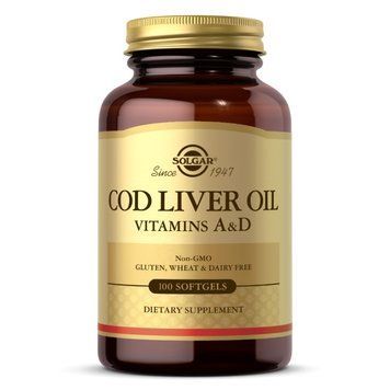 Solgar Cod Liver Oil Vitamin A & D, 100 капсул CN12368 фото