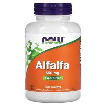 NOW Alfalfa 650 mg, 250 таблеток CN4284 фото