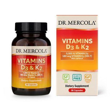 Dr. Mercola Vitamins D3 & K2 5000 IU/180 mcg, 90 капсул CN7132 фото