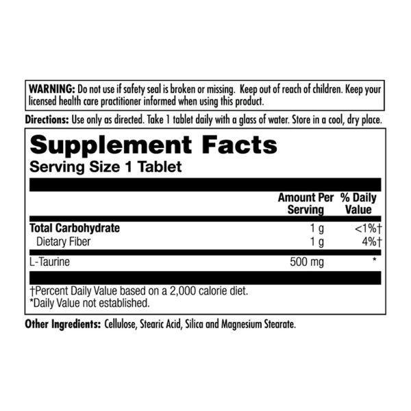 L-Taurine 500mg - 60 tabs 2023-10-3101 фото