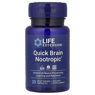 Life Extension Quick Brain Nootropic, 30 вегакапсул CN19947-1 фото