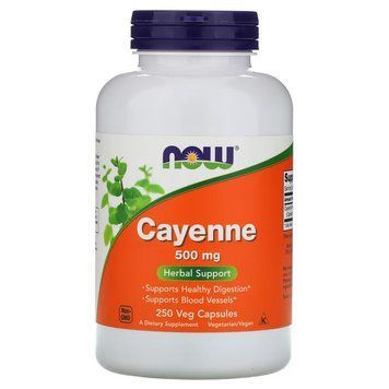 NOW Cayenne 500 mg, 250 вегакапсул CN10288 фото