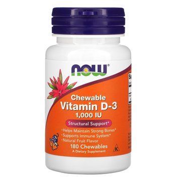 NOW Vitamin D3 1000 IU, 180 жевательные таблетки CN6227 фото
