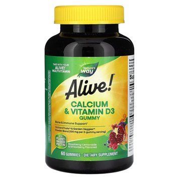 Nature's Way Alive! Calcium + Vitamin D3, 60 желеек - Малиновый лимонад и клубника CN16117-1 фото