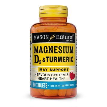 Mason Natural Magnesium & Vitamin D3 with Turmeric, 60 таблеток CN10949 фото