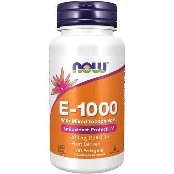 NOW Vitamin E-1000 with Mixed Tocopherols, 50 капсул CN10512 фото