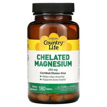 Country Life Chelated Magnesium 250 mg, 180 таблеток CN13284 фото