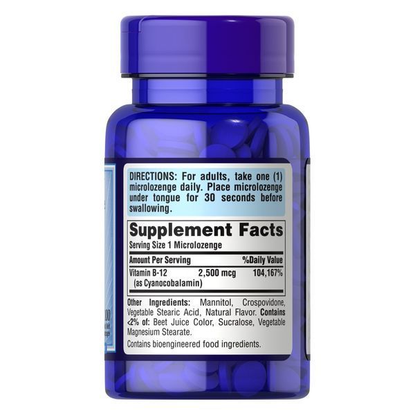 Puritan's Pride Vitamin B-12 2500 mcg, 100 мікро льодяників CN13111 фото