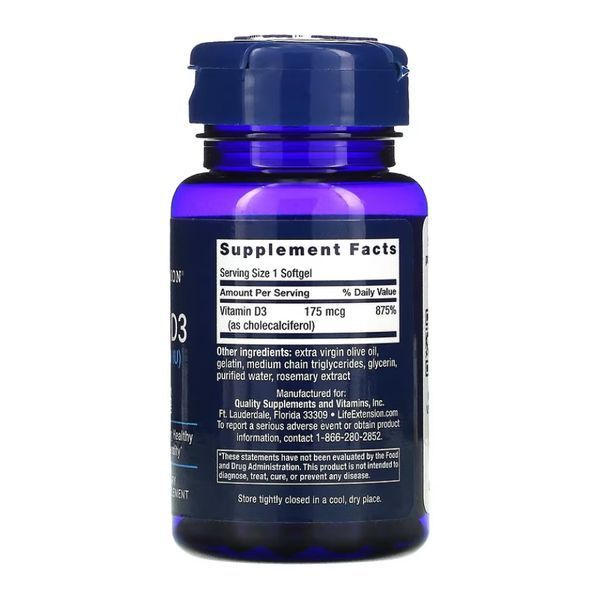 Vitamin D3 175 mcg (7000 IU) - 60 softgels 2022-10-1908 фото
