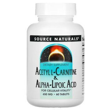 Source Naturals Acetyl L-Carnitine & Alpha Lipoic Acid 650 mg, 60 таблеток CN12520 фото