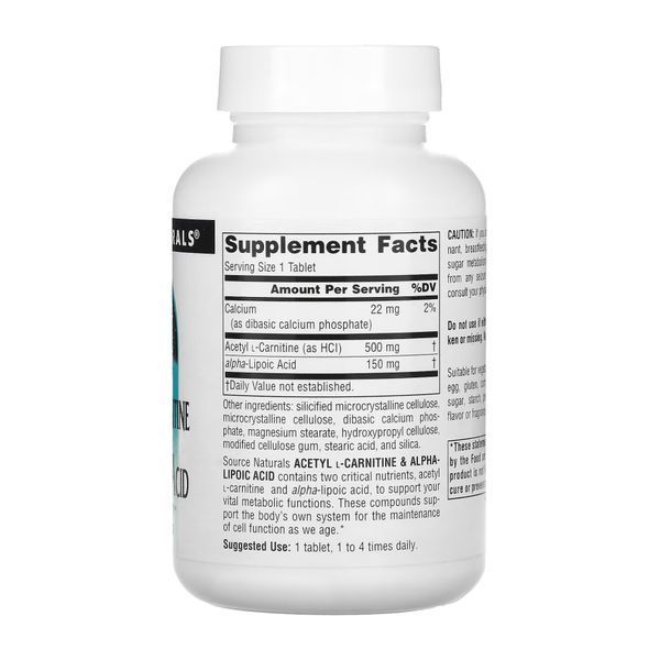 Acetyl L-Carnitine & Alpha-Lipoic Acid 650mg - 60 tabs 2023-10-3581 фото