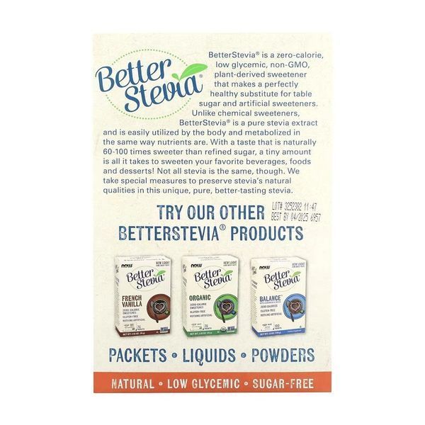NOW Better Stevia Packets Original, 100 пакетиков CN12650 фото