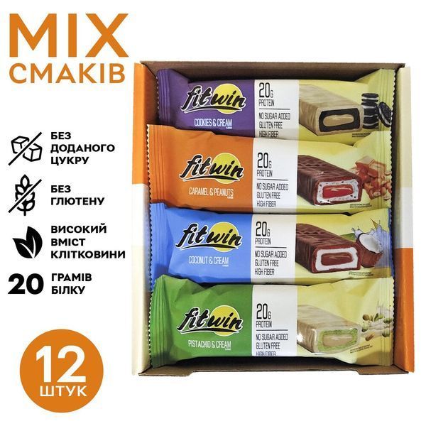 FitWin Protein Bar 33% MIX, 12x60 грамм CN15143 фото