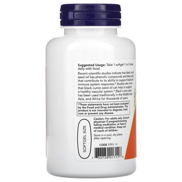NOW Black Cumin Seed Oil 1000 mg, 60 капсул CN4293 фото