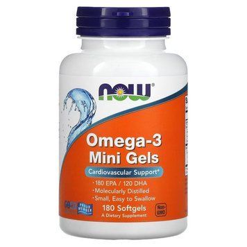 NOW Omega-3 Mini Gels, 180 капсул CN12600 фото