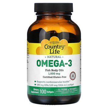 Country Life Omega-3 1000 mg, 100 капсул CN13288 фото