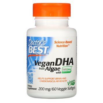 Doctor's Best Vegan DHA from Algae, 60 вегакапсул CN7466 фото