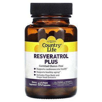 Country Life Resveratrol Plus, 60 вегакапсул CN13290 фото