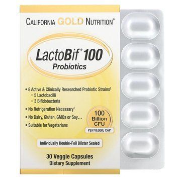 California Gold Nutrition LactoBif 100 Probiotics, 30 вегакапсул CN13264 фото