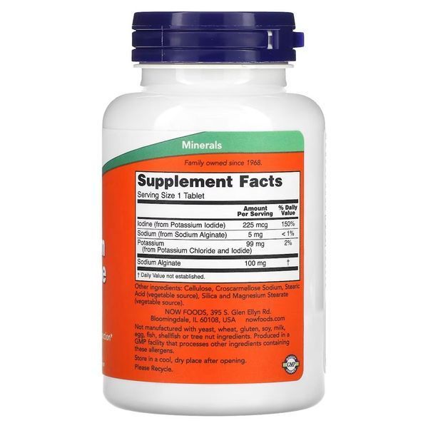 NOW Potassium plus Iodine, 180 таблеток CN11584 фото