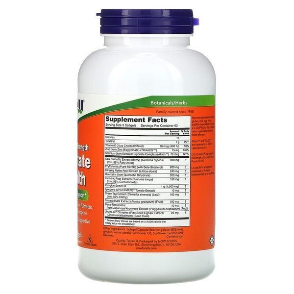 NOW Prostate Health, 180 капсул CN4533 фото