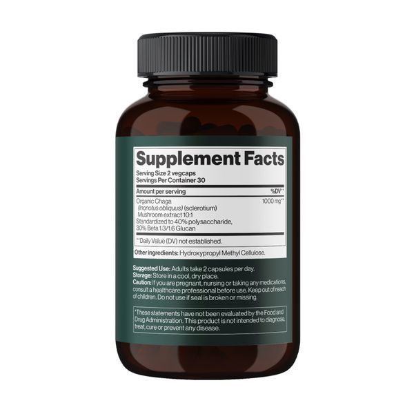 Chaga Mushroom 1000 mg - 60 vegcaps (Затертая дата) 2024-11-0392 фото