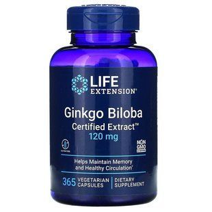 Life Extension Ginkgo Biloba Certified Extrac 120 mg, 365 вегакапсул CN7963 фото