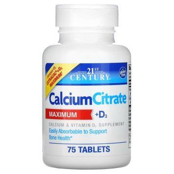 21st Century Calcium Citrate + D3 Maximum, 75 таблеток CN16944 фото