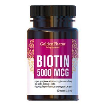 Golden Pharm Biotin 5000 mcg, 60 вегакапсул CN15553 фото