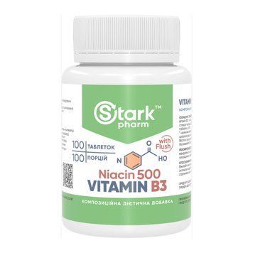 Stark Niacin Vitamin B3 with Flush 500mg - 100 tabs 2023-10-5822 фото