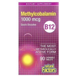 Natural Factors Methylcobalamin 1000 mcg, 90 жувальних таблеток CN16756 фото