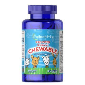 Puritan's Pride Pre-Vites Childrens Multivitamin, 100 жевательных таблеток CN13219 фото