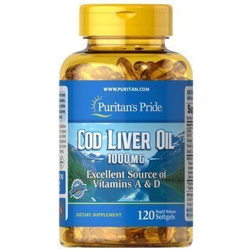 Puritan's Pride Cod Liver Oil 1000 mg, 120 капсул CN10569 фото