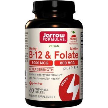 Jarrow Formulas Methyl B-12 & Methyl Folate 5000 mcg/800 mcg, 60 жевательных таблеток - Вишня CN8215-1 фото