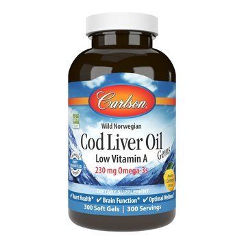 Carlson Labs Cod Liver Oil Gems Low Vitamin A, 300 капсул CN6993 фото