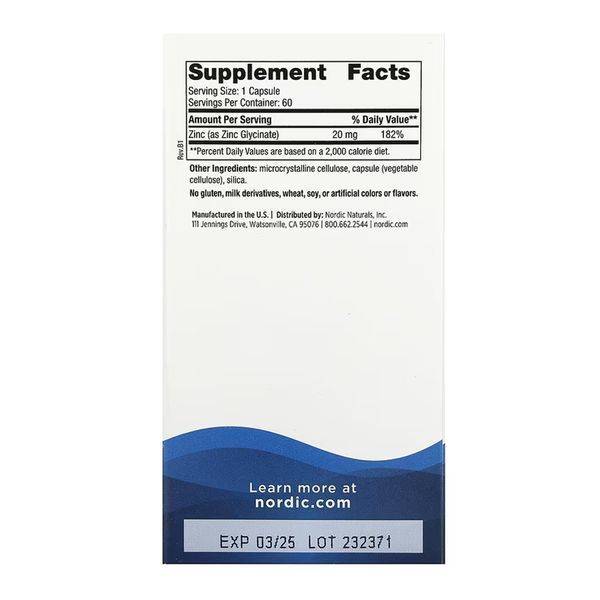 Zinc Glycinate - 60 caps 2023-10-7857 фото