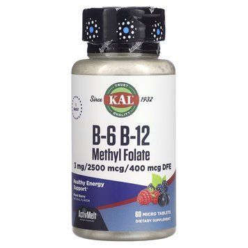 KAL B-6 B-12 Methyl Folate, 60 микро таблеток CN16516 фото
