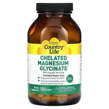 Country Life Chelated Magnesium Glycinate 400 mg, 180 таблеток CN13286 фото