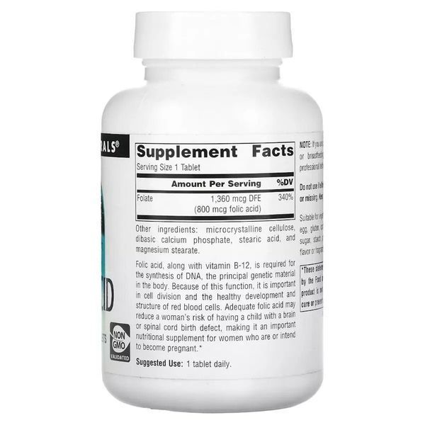 Source Naturals Folic Acid 800 mcg, 200 таблеток CN13584 фото