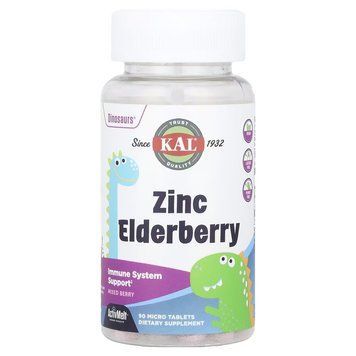 KAL Dinosaurs Zinc Elderberry, 90 таблеток CN16541 фото