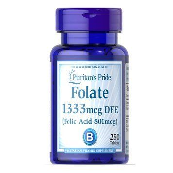 Puritan's Pride Folic Acid 800 mcg, 250 таблеток CN4663 фото