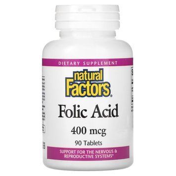 Natural Factors Folic Acid 400 mcg, 90 таблеток CN17126 фото