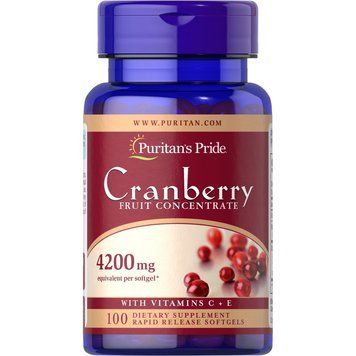 Puritan's Pride Cranberry Fruit Concentrate with C and E, 100 капсул CN7935 фото