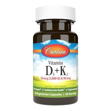 Carlson Labs Vitamin D3 + K2, 60 вегакапсул CN9616 фото