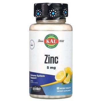 KAL Zinc 5 mg, 60 микро таблеток - Лимон CN16534 фото