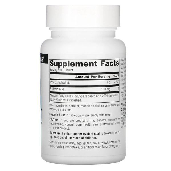Source Naturals R-Lipoic Acid 100 mg, 60 таблеток CN13606 фото