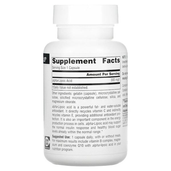 Source Naturals Alpha Lipoic Acid 300 mg, 60 капсул CN13551 фото