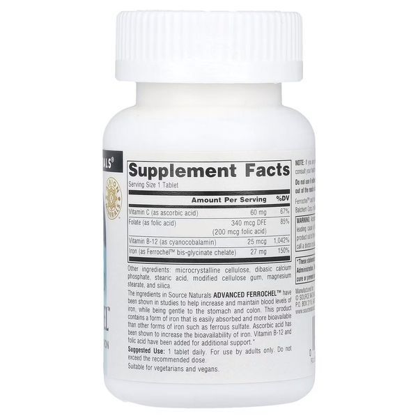 Source Naturals Advanced Ferrochel, 180 таблеток CN13544 фото