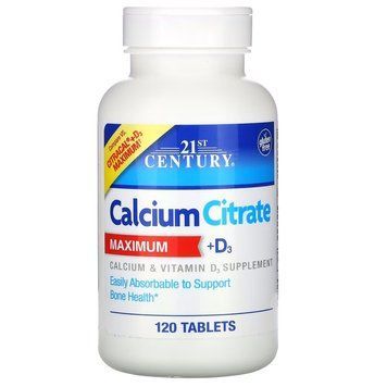 21st Century Calcium Citrate +D3 Maximum, 120 таблеток CN4943 фото